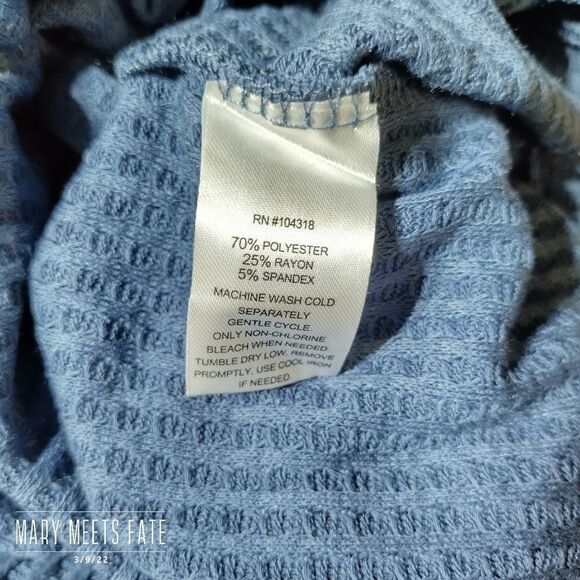 NWT Planet Gold Tunic Sz Small Long Sleeve Blue Waffle Weave - Picture 6 of 11